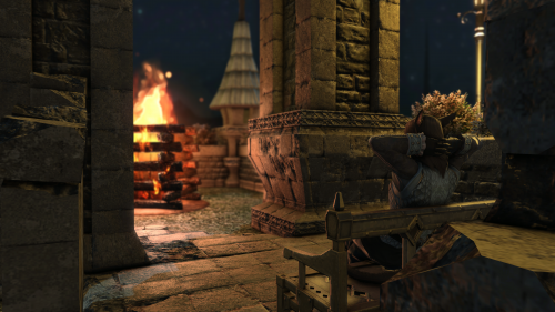 Leih'li sitting on the garden fire (Talim RealPlus)