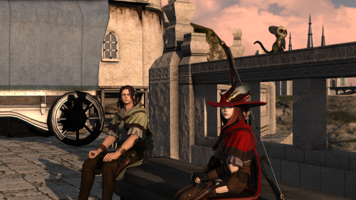 Oschon and the warrior of light on sunset